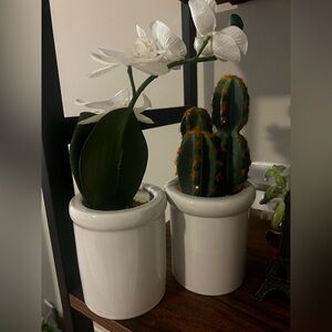 Set of two faux plant decor